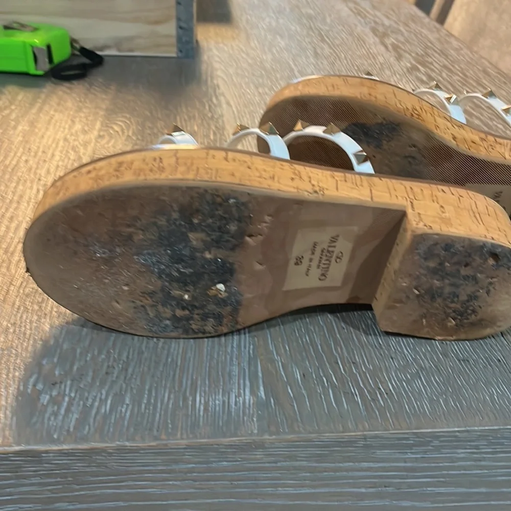White Valentino Rock Stud Sandals - Picture 5 of 6